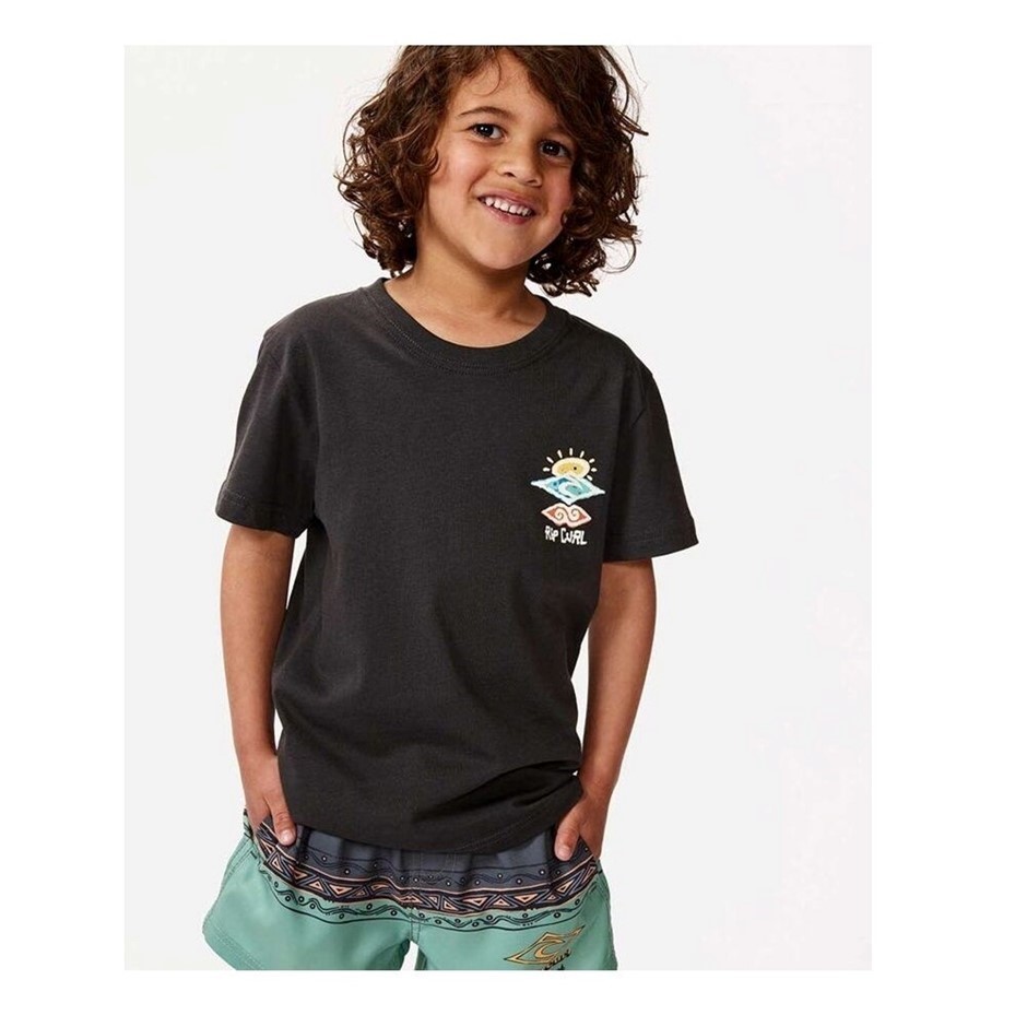 RIP CURL Boy's Icons of Shred T-Shirt - Washed Black, Size 1-2. RRP: $29.99