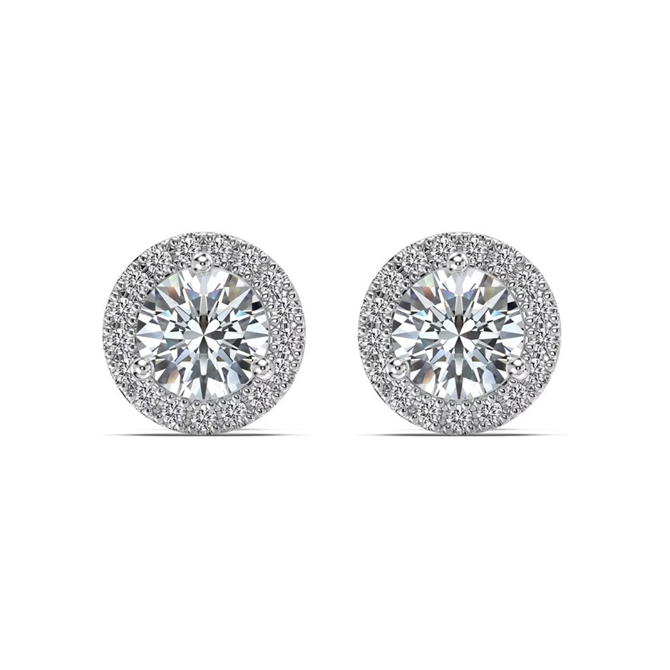 0.5ct Round Cut GRA Certified Moissanite 14KGP 925 Silver Earrings