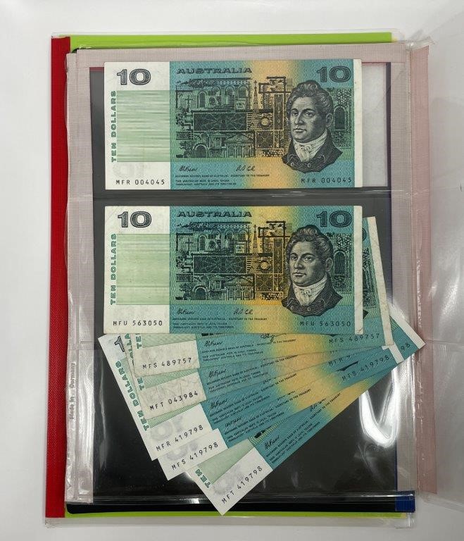 7 x Australian Ten Dollar Banknotes