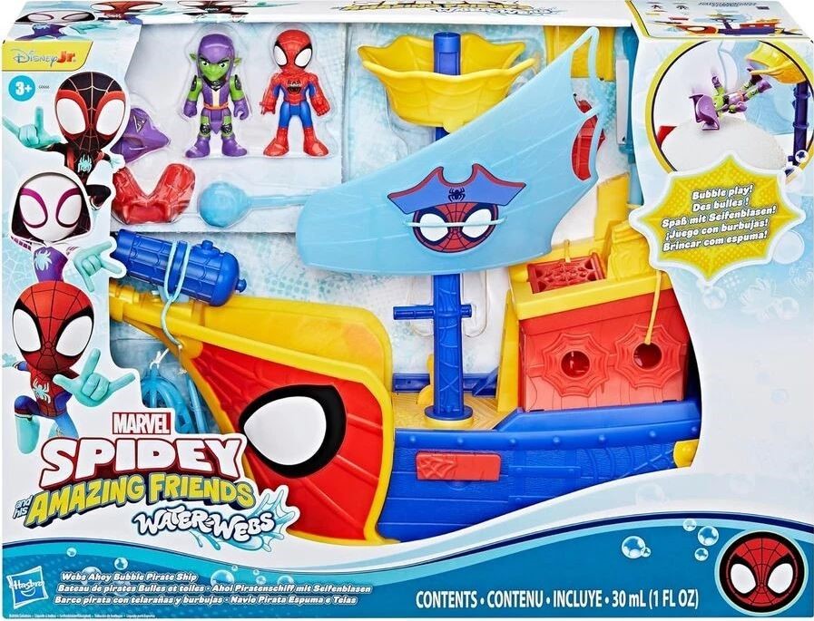 2 x MARVEL Spidey & Amazing Friends Water-Webs Webs Ahoy Bubble Pirate Ship