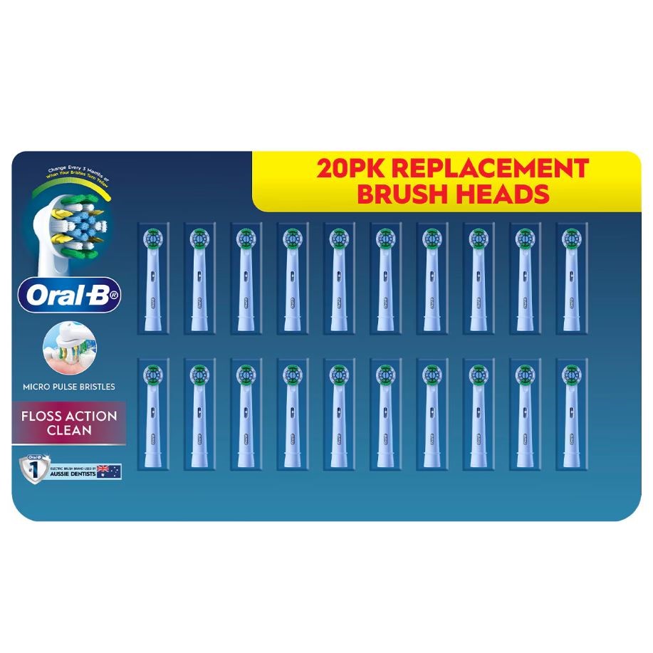 Pack of 20pc ORAL-B Replacement Brush Heads. N.B: Damaged packaging.