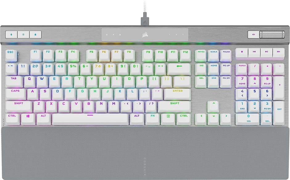 CORSAIR K70 PRO RGB Optical-Mechanical Gaming Keyboard, White. NB: Damaged