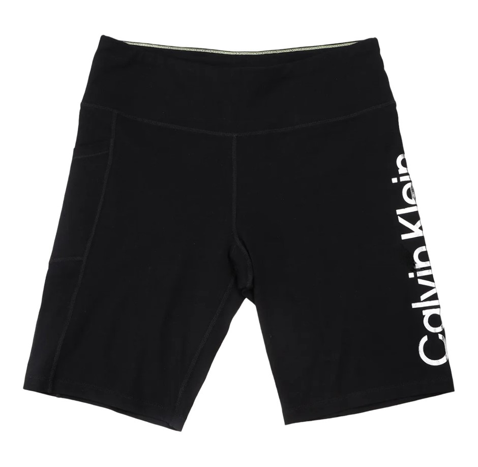 2X CALVIN KLEIN Women's Short Leggings, Size S, 90% Cotton, Black/Silver (B