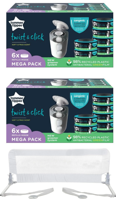 BUNDLE: 2 x TOMEE TIPEE 6pk Twist & Click Nappy Disposal Systems Refill Cas