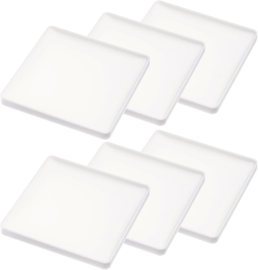 YAMAZAKI HOME Coasters, Set of 6 Silicone, Square, White