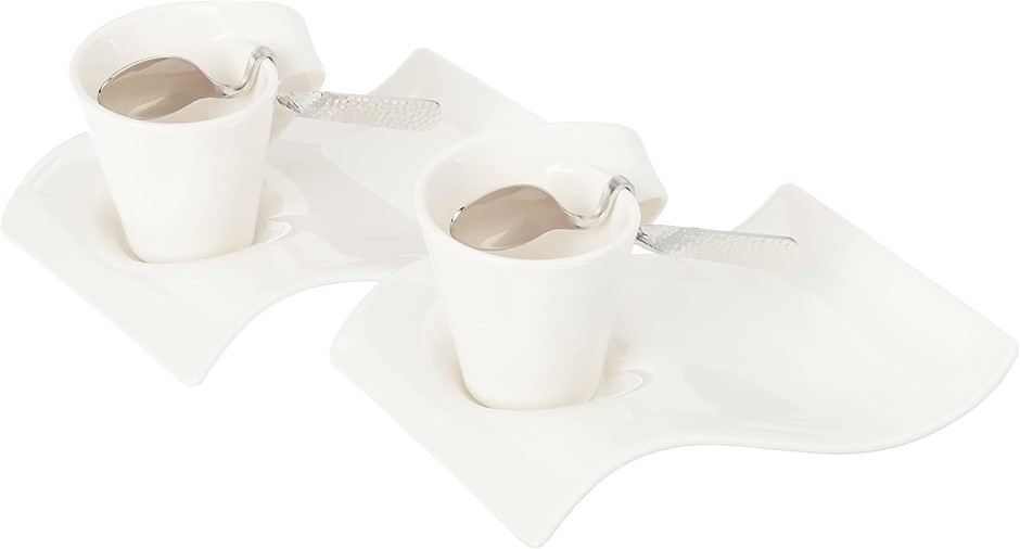 VILLEROY & BOCH New Wave Square Espresso Cup Set of 2, High-Quality Vitrifi