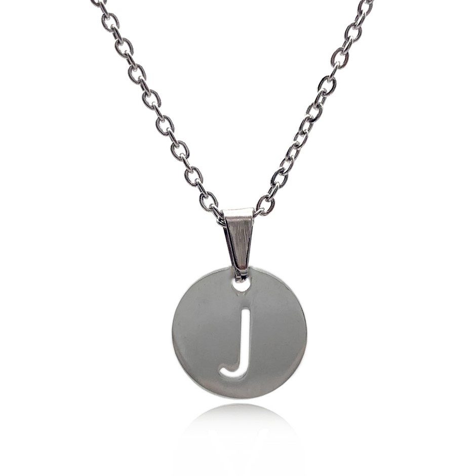 Initial Charm Letter  'J' Pendant Necklace