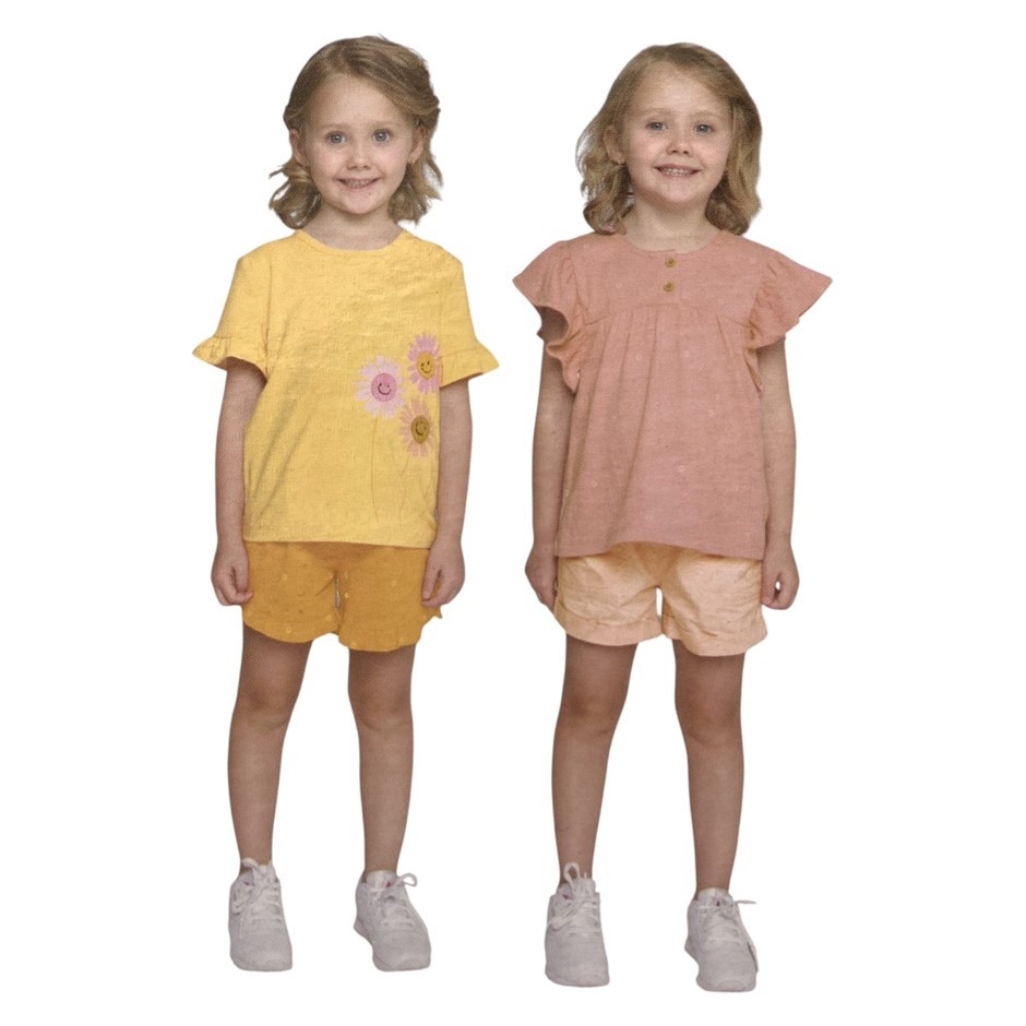 PEKKLE 4pc Kids' Tops & Shorts Set, Size 4, DTP Sun Flower.