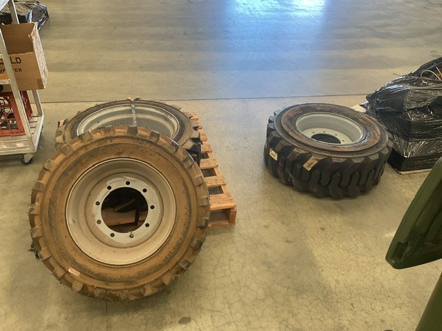 Assorted Boom Lift Tyres On 9 Stud Rims x 3