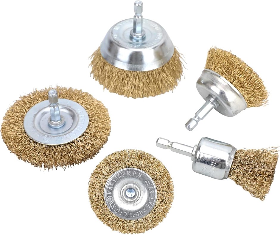 AMAZON BASICS 5-Piece Wire Brush Set with 0.63 cm Hex Shank.