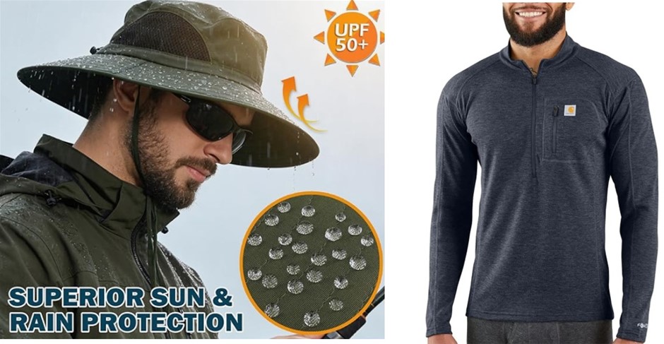 APPAREL BUNDLE: EINSKEY Waterproof Bucket Hat with Chin Strap + Carhartt Fo