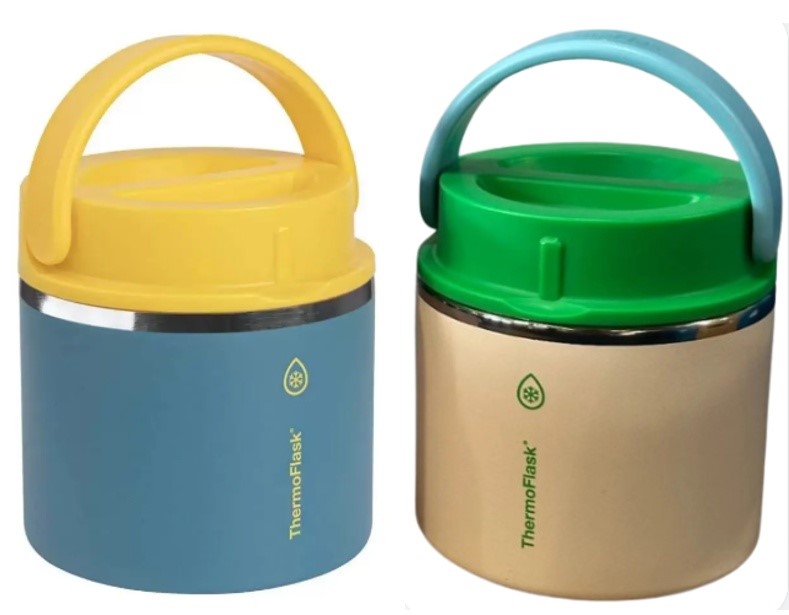 2 X THERMOFLASK Insulated Food Jar, Pink, 590ml. NB: Box damaged, jars in g