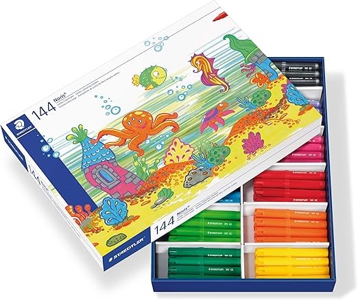 Staedtler Noris Jumbo Colouring Markers 144-Pieces Class Pack, Assorted. Br