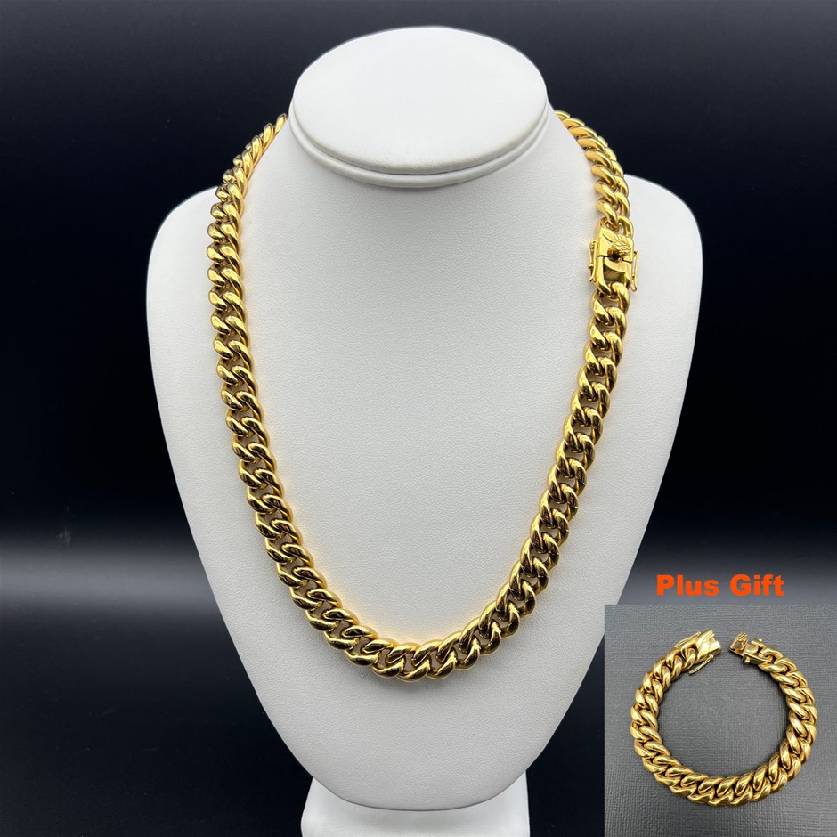 18K Gold-Filled Cuban Curb Chain Necklace, 12MM Wide - 55.8cm