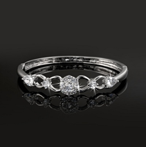 925 Sterling Silver LAYERED Bangle Featuring 13 Crystals by Swarovski®