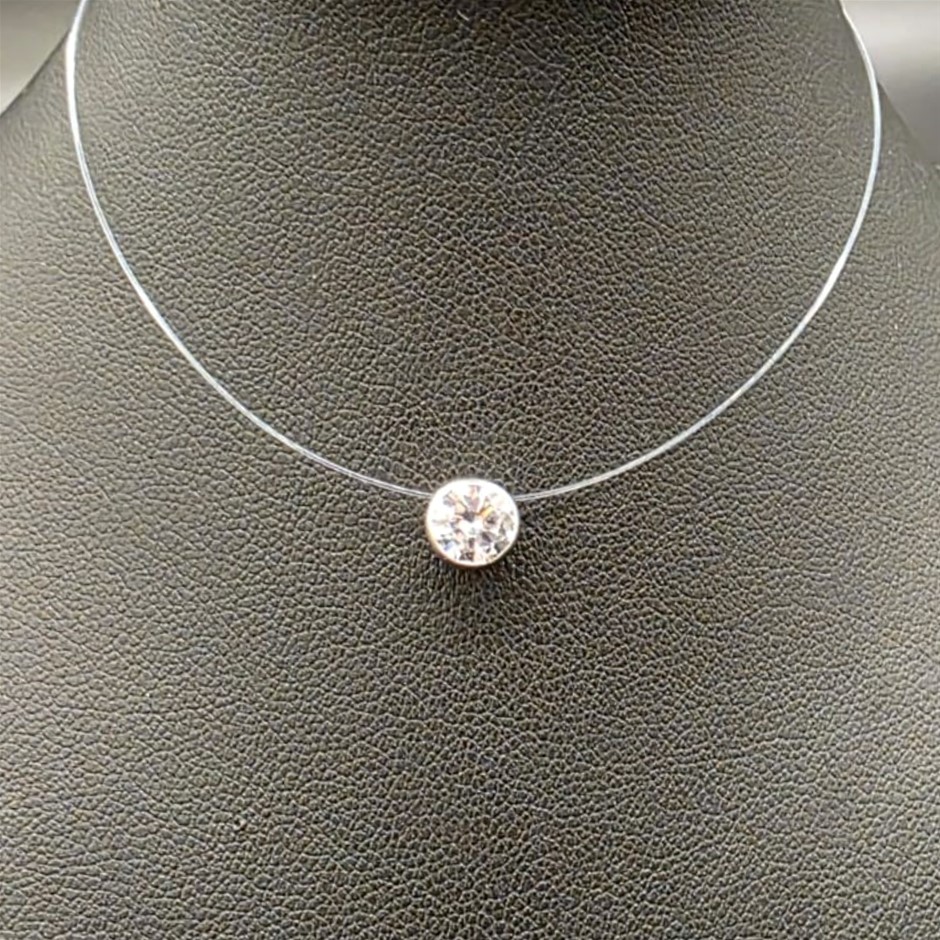 Designer Round Simulated Diamond Pendant (no necklace)
