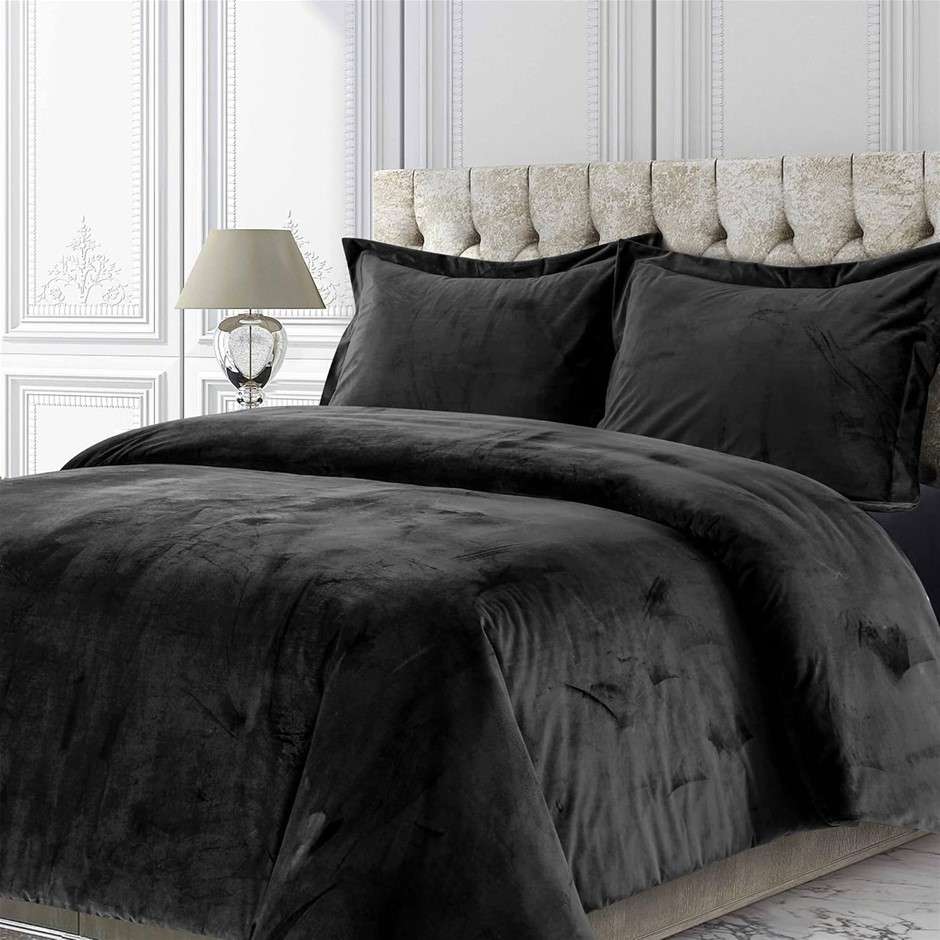 TRIBECA LIVING Venice Velvet Oversized Duvet Set, Luxurious 2-Piece, Twin,