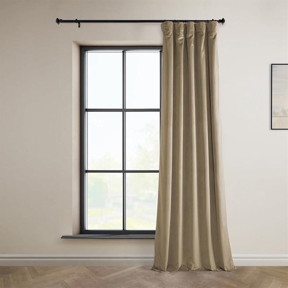HPD Heritage Plush Velvet Curtain (1 Panel), 50" X 84", Museum Taupe, VPYC-