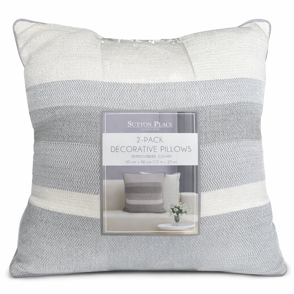 SUTTON Place 2 Pack Decorative Pillows wtih Removable Covers (50cm x 50cm)