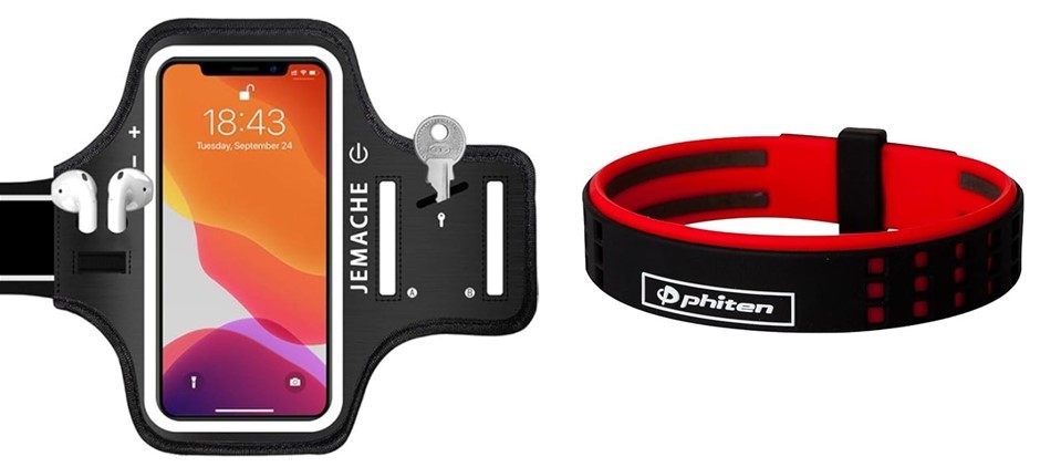 FITNESS ACCESSORY BUNDLE: JEMACHE Water-Resistant iPhone Armband Case (Dark