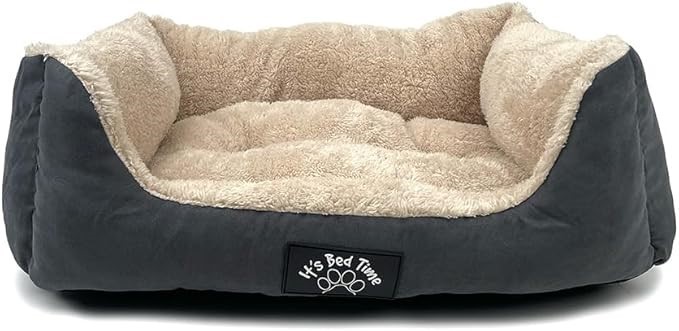 IT'S BED TIME Plush Dozer Rectangle Dog Bed, Grey, Small, 15cm X 55cm X 45c