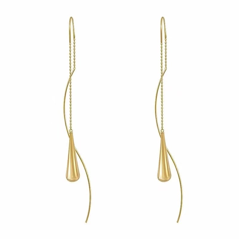 Designer Long Statement Gold Drop Dangle Earrings
