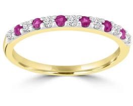 9K Yellow GOLD 0.15CT HI I1 DIAMOND RUBY RING