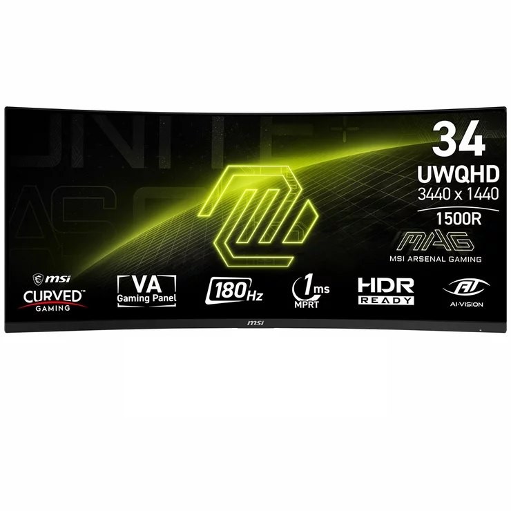 MSI 34 Inch UWQHD Gaming Monitor MAG 346CQ. Unit Only. NB: powers on, no fu