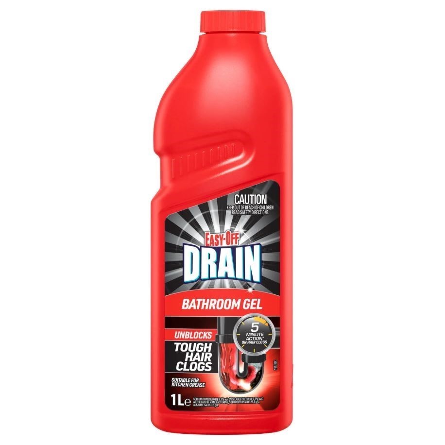 2 x EASY OFF Drain Bathroom Gel, 1L.