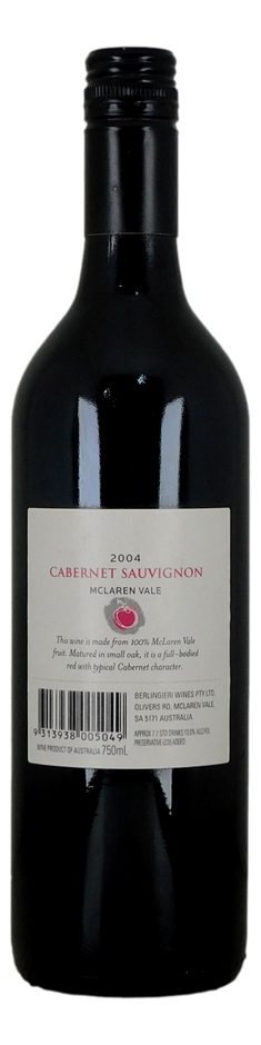 Berlingieri Wines Cabernet Sauvignon 2004 (1x 750mL), AUS.