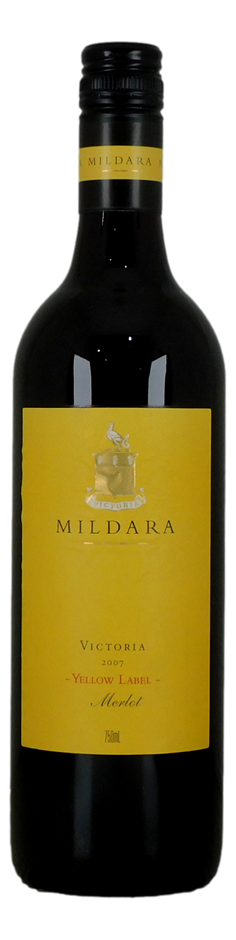 Mildara Wines Yellow Label Merlot 2007 (1x 750mL), AUS.