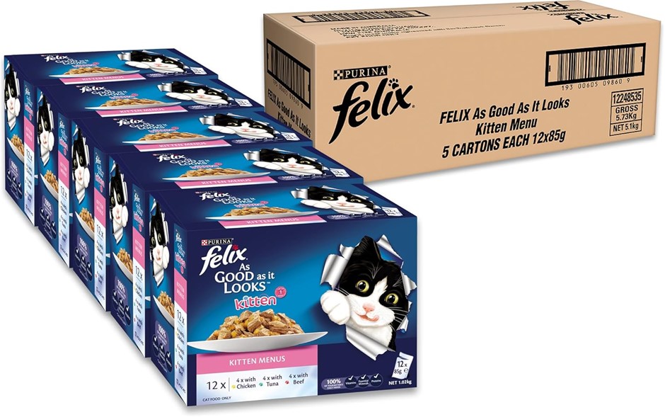 FELIX As Good As It Looks Kitten Wet Cat Food, Kitten Menus in Jelly, 60x85