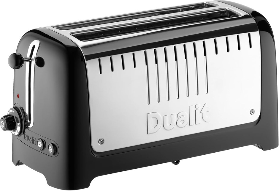 DUALIT 2 Slot Long Lite Toaster, Black, Peek and Pop, 2kW, 260mm Extra Long
