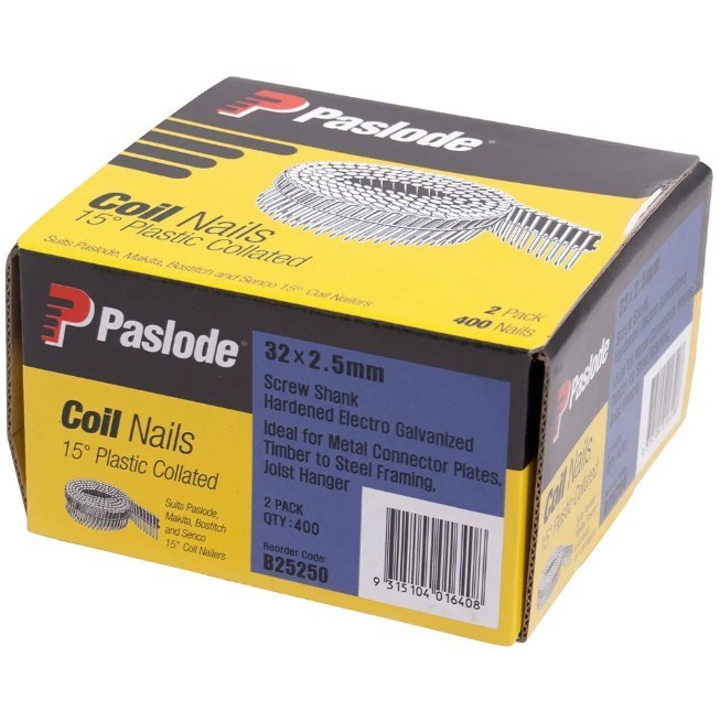 2 Packs of 400 x PASLODE 32mm Collated Plastic Sheet Nails.