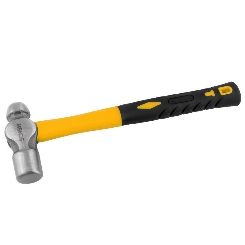 2 x SENSH 450G Ball Pein Hammers w/ Rubber Grip Fibreglass Handle.