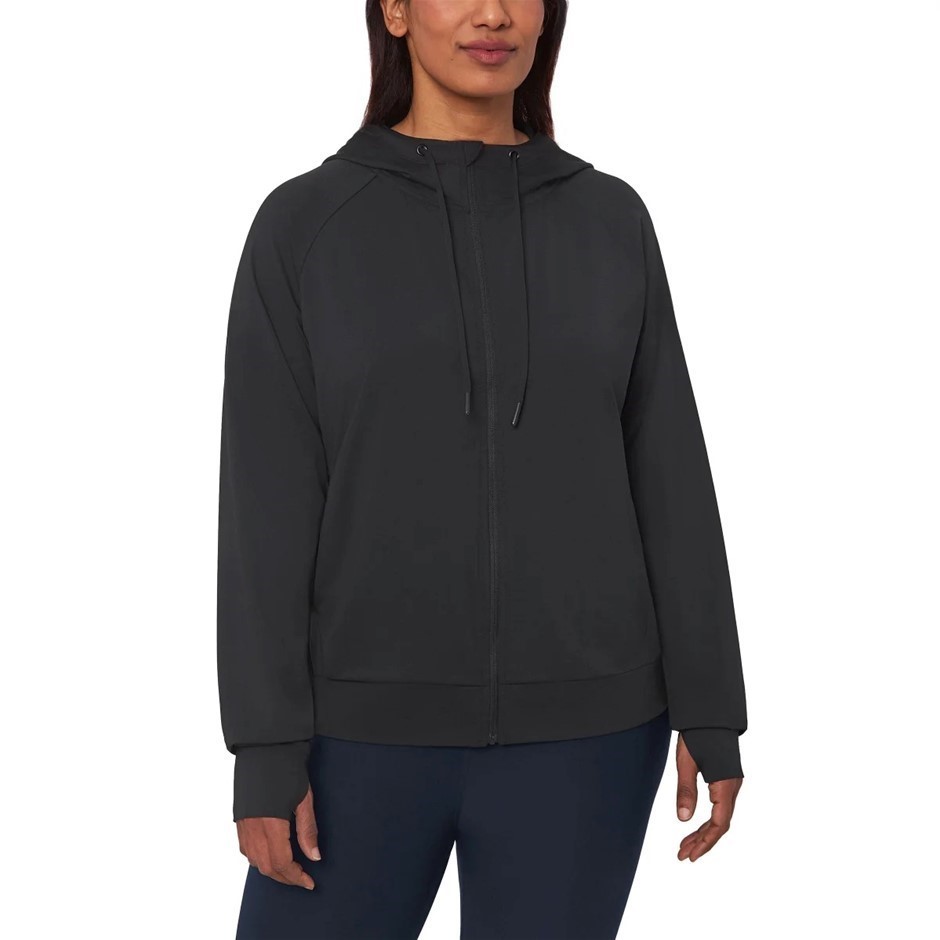 MONDETTA Women's Lightweight Zip Hoodie, Size M, Black.