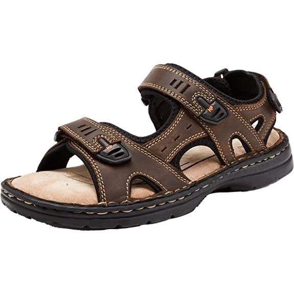 HUSH PUPPIES Men's Simmer Sandal, Brown, Leather, Size US 11.