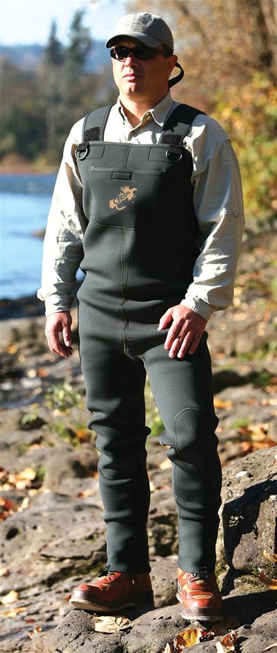 CADDIS Men's Green Neoprene Stocking Foot Wader, Medium Stout.