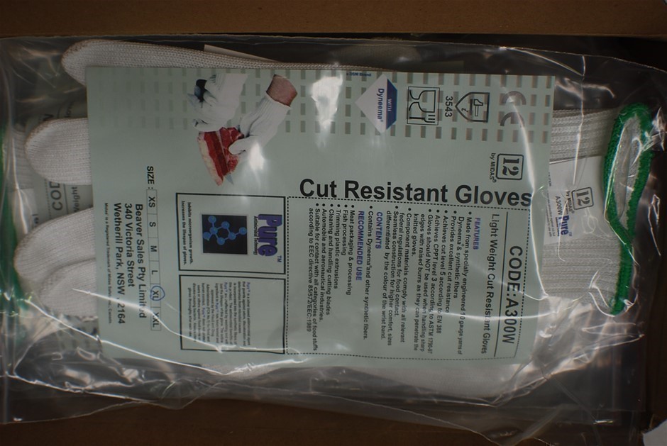 24 x Light Weight Cut Resistant Gloves, Size M, Dyneema & Synthetic. NB: No