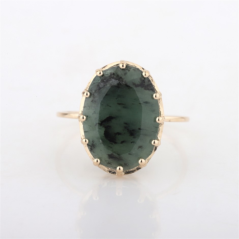 Yellow Gold Natural Emerald Ring with Valuation