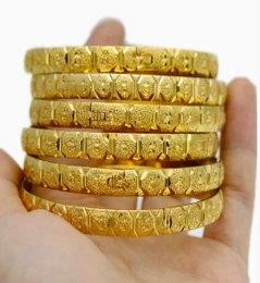 6pcs x 22KGoldFilled/ITALY Triple Yellow Gold Plated Bangles with Stamps