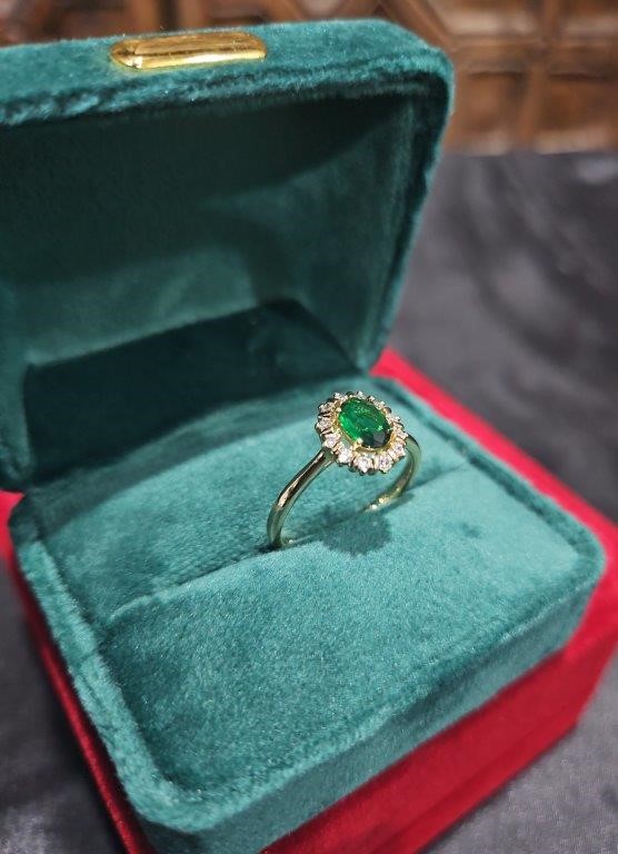 14K/Italy 1.5ct green Oval Cut Yellow Gold Filled Ring(stamped)Warranty