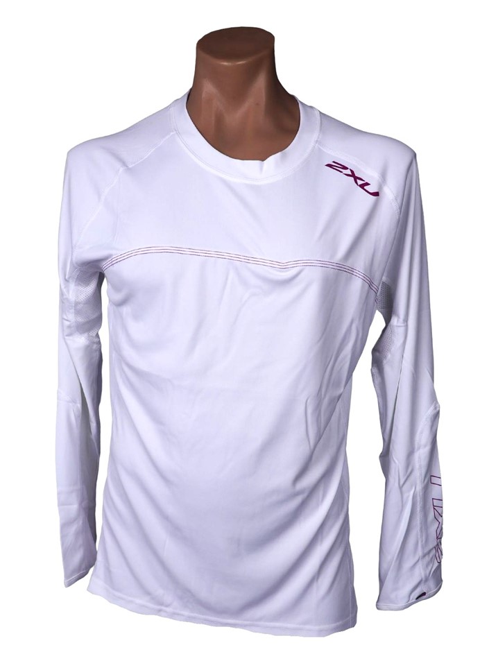 3 x 2XU Women's Sailing Short Sleeve Fibretech Tee, Size L, White/Rose. WY2