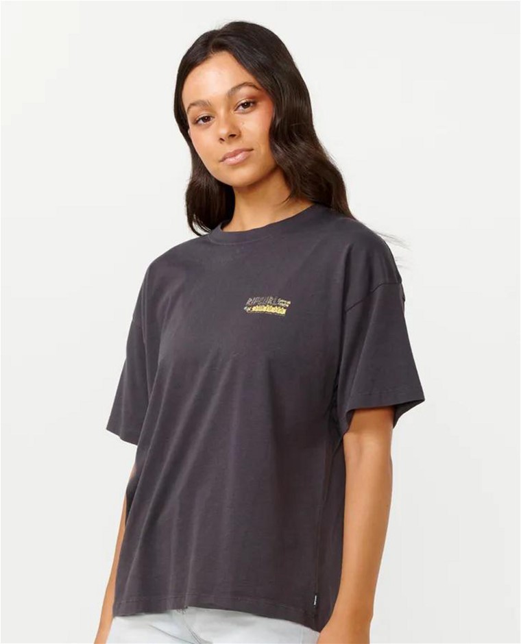 RIP CURL Women's Hanalei Heritage Tee, Size L, Washed Black (8264). RRP: $5