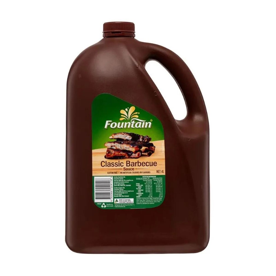 2 x FOUNTAIN Classic Barbeque Sauce, 4L. N.B: Dented packaging. Best Before
