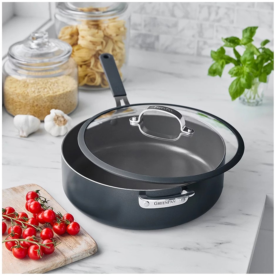 GREENPAN Jumbo Saute Pan w/ Lid, 6.15L, Anthracite Grey. NB: Used, not in o