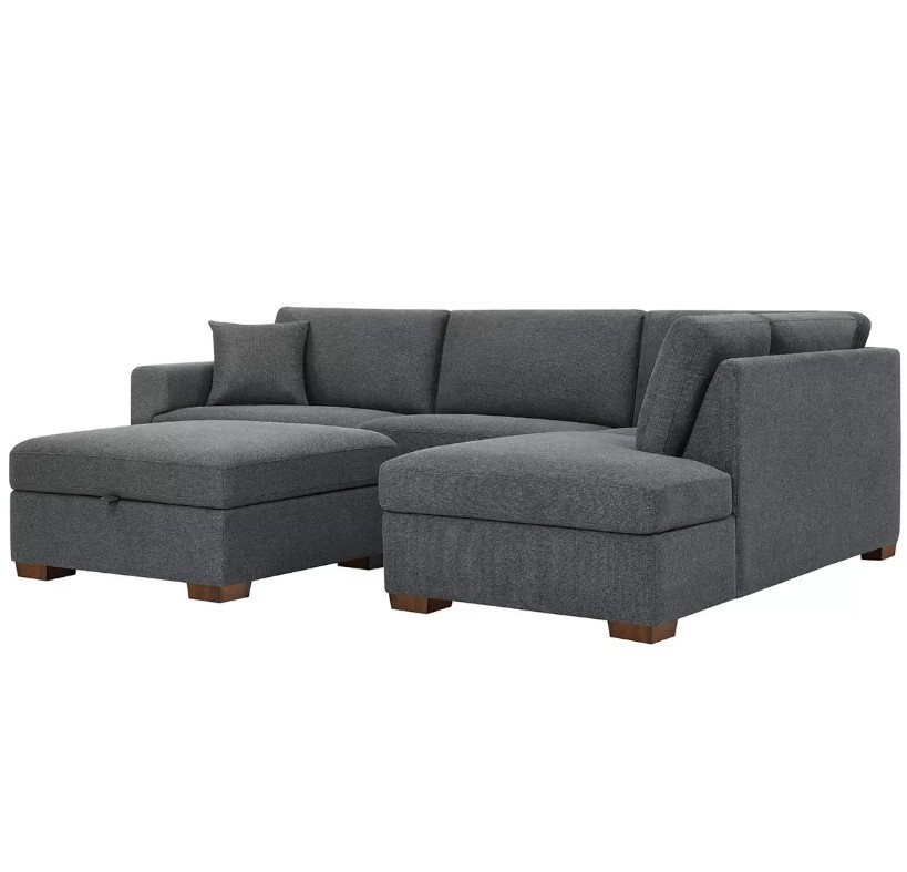 THOMASVILLE Fabric Sectional With Storage Ottoman 3 Piece.