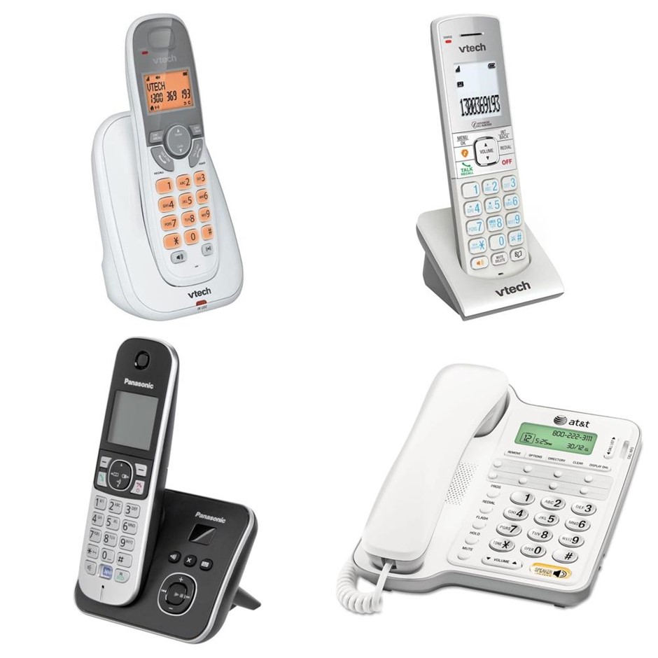 4 x Assorted Telephones. 1 x AT&T CL2909 Corded Phone. 1 x PANASONIC Teleph
