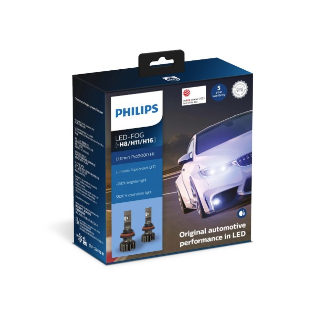 Set of 2 x PHILIPS Ultinon Pro9000 H8/H11/H16 Headlight Bulb with Exclusive