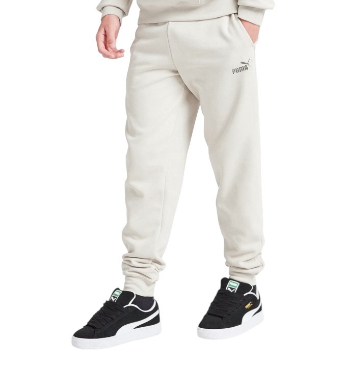 PUMA Girls' ESS+ Fleece Cuff Sweatpants, Size M (12), Warm White/Bronze (65